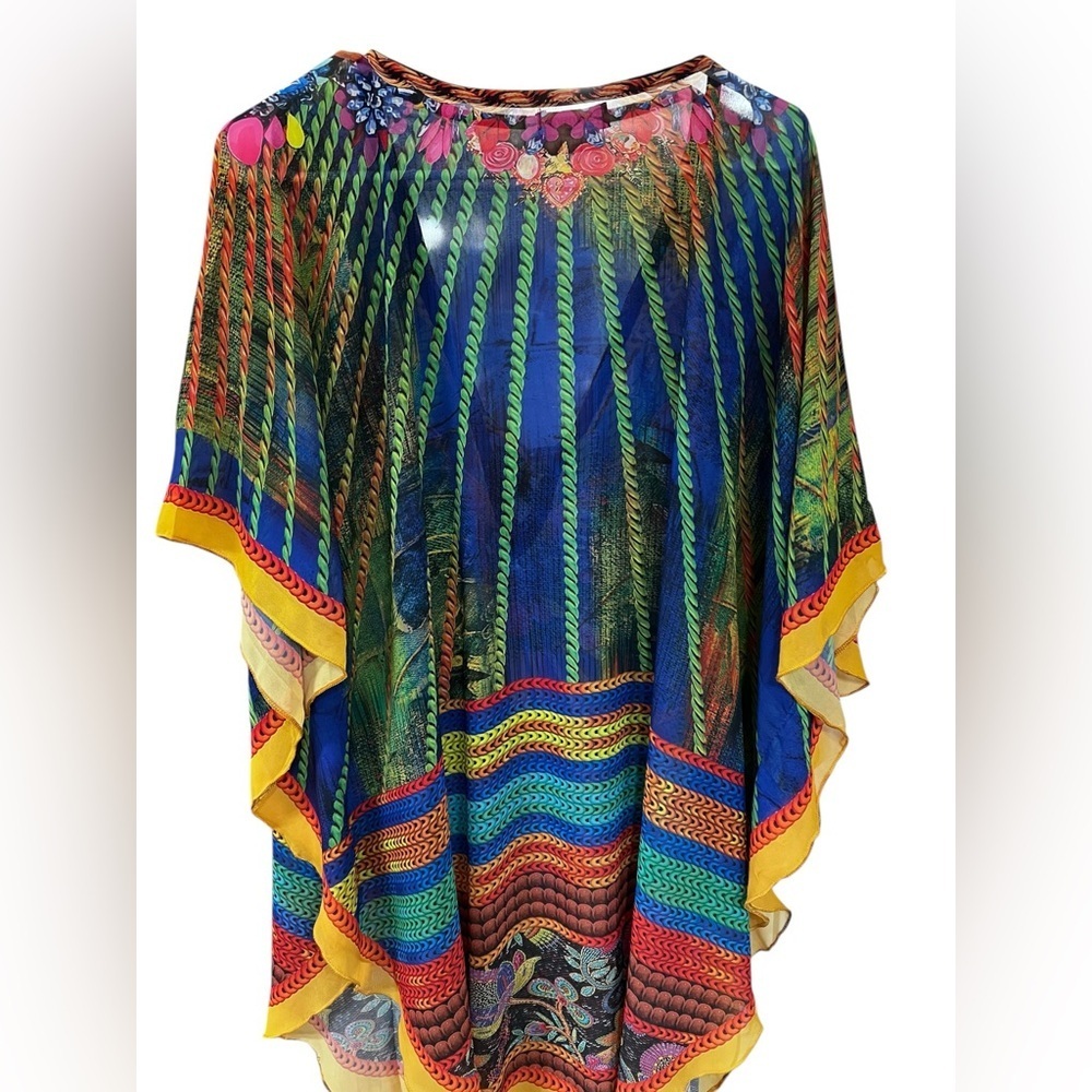 Multicolor Tropical Print Kaftan - Picture 3 of 6